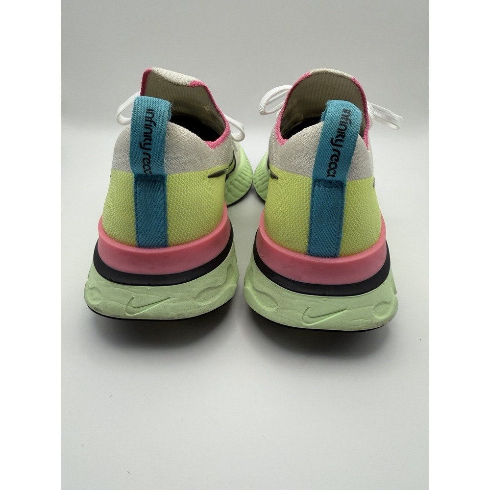 Nike React Infinity Run Flyknit White Volt Pink Women's Running Shoes Size 8 - Picture 6 of 7
